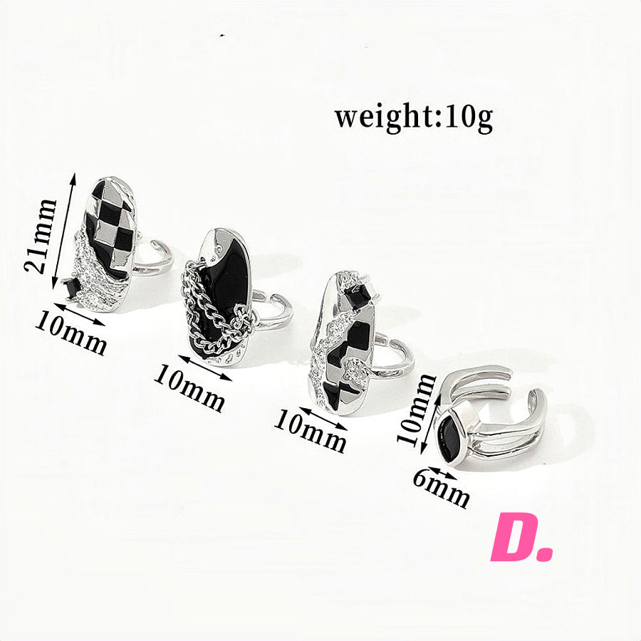 4pcs ｜Nail Ring Set｜ Fingertip Ring｜Chain Ring