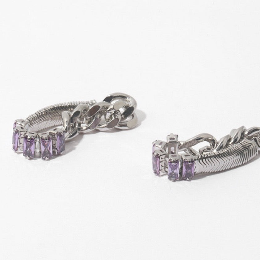 Vintage Purple Zircon Spliced Chain Ring for Women