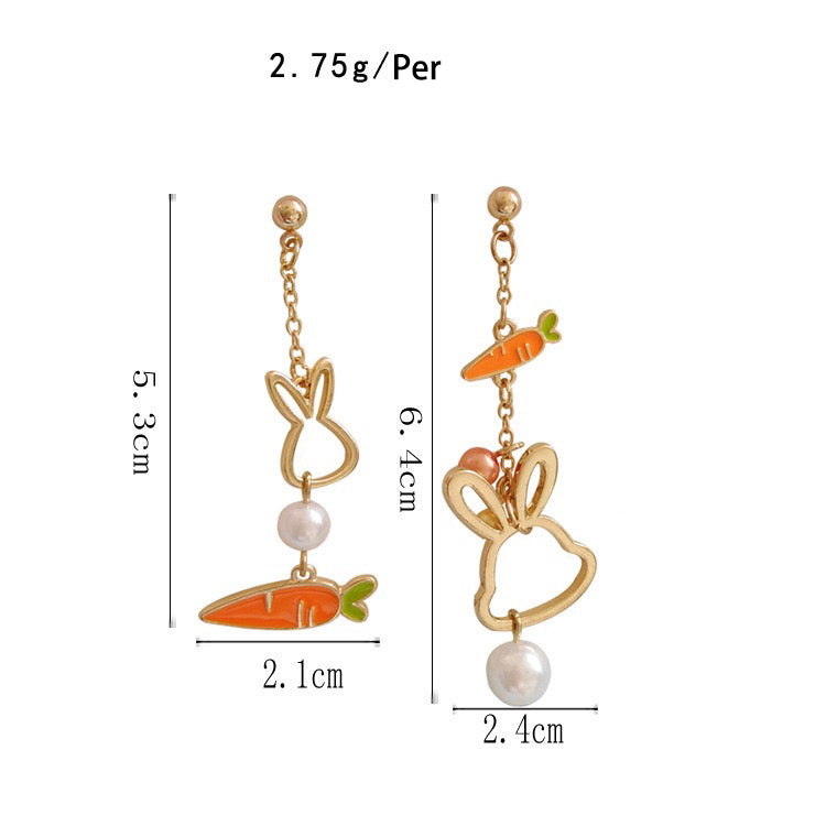 Cute Rabbit Carrot Asymmetrical Earring