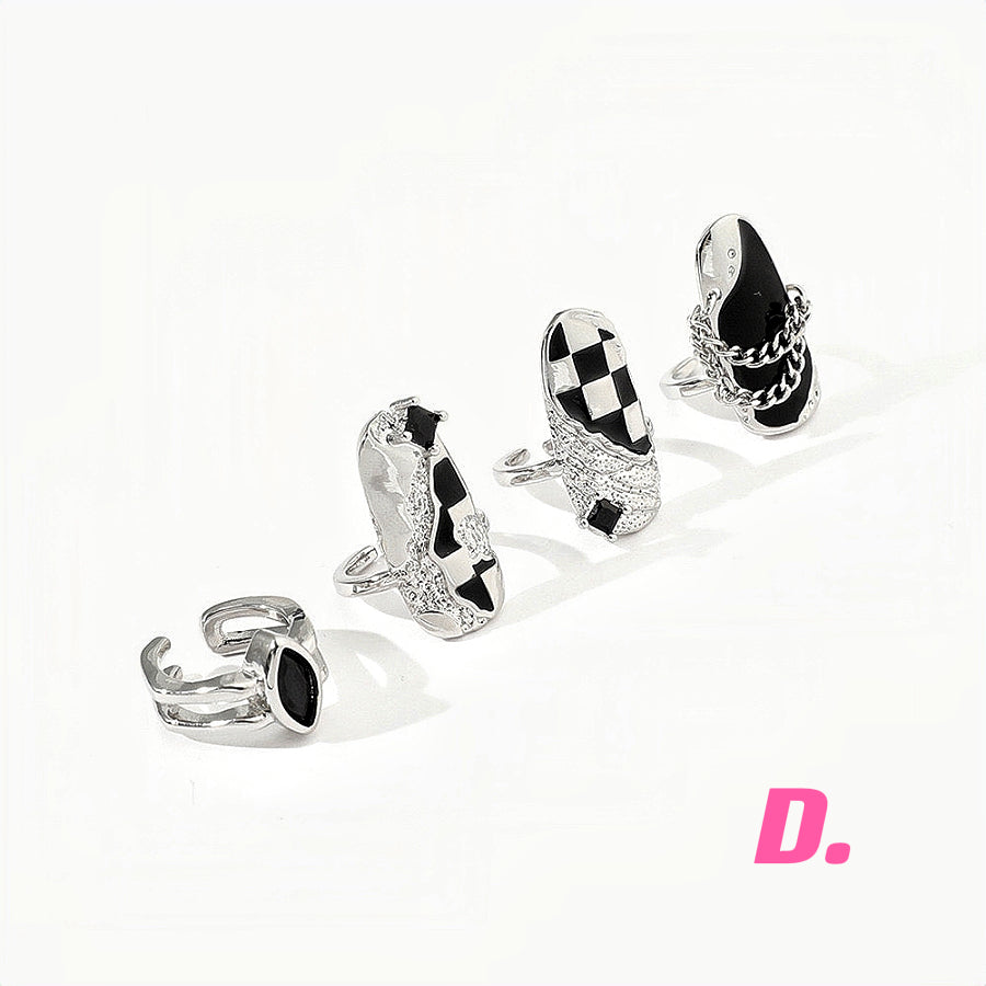 4pcs ｜Nail Ring Set｜ Fingertip Ring｜Chain Ring