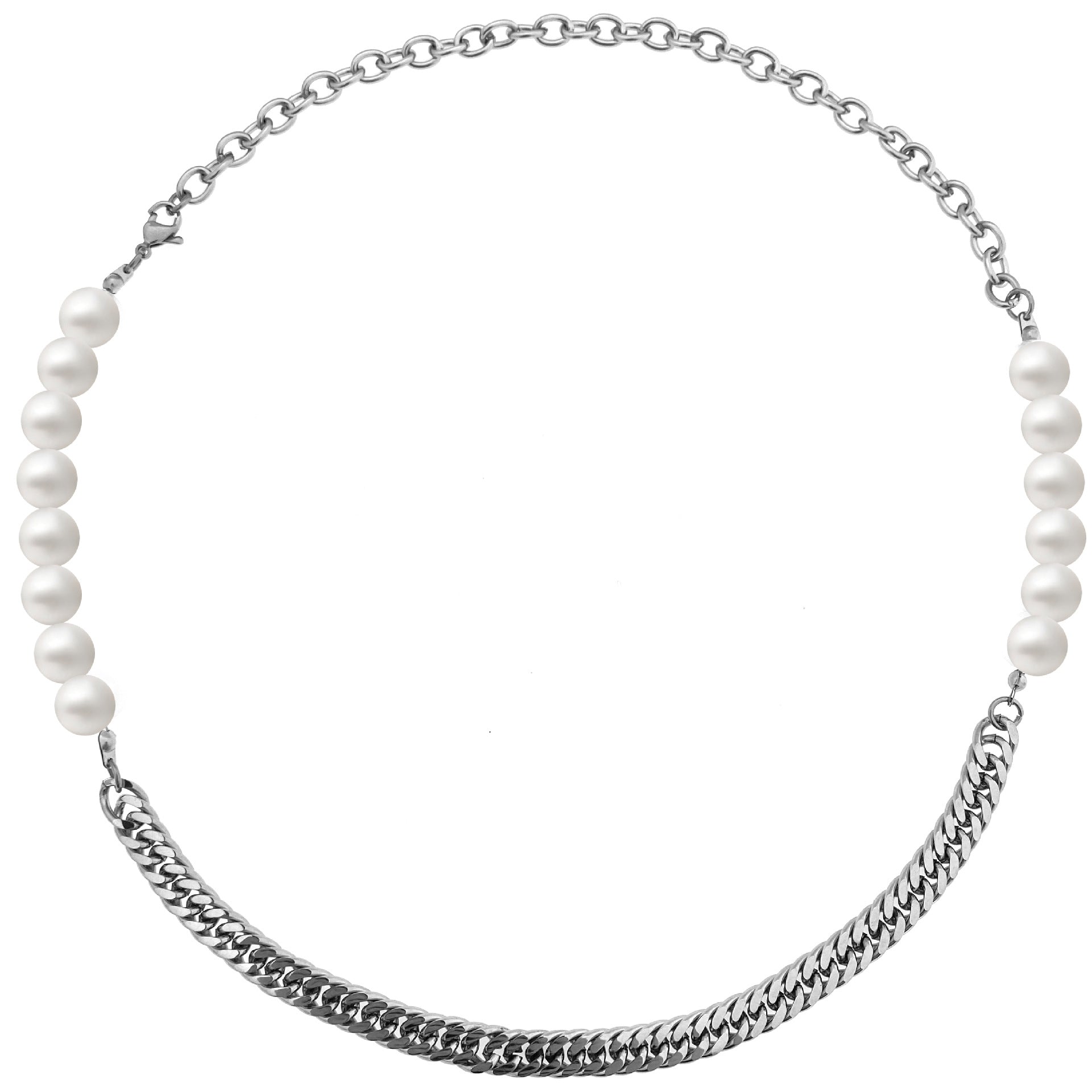 Titanium Steel Chain Pearl Necklace for Men