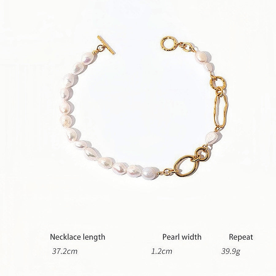 Gold-Plated Natural Baroque Pearl Choker Necklace