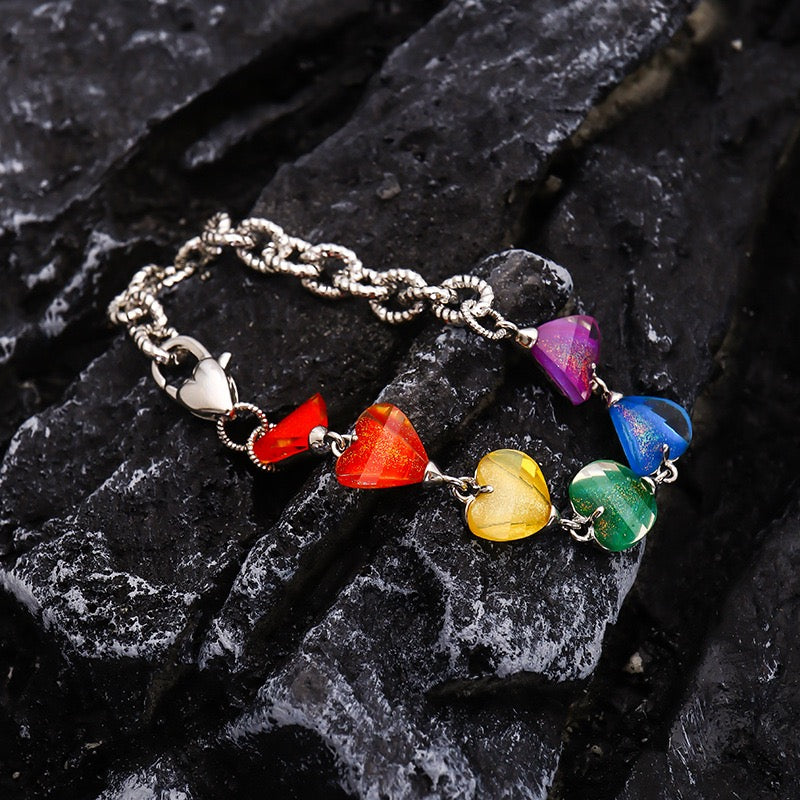 Platinum Plated Candy-Color Gem Necklace