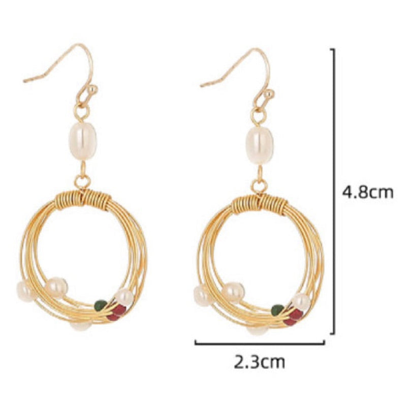 Fashion Gold Ring FAUX Pearl Drop Earring