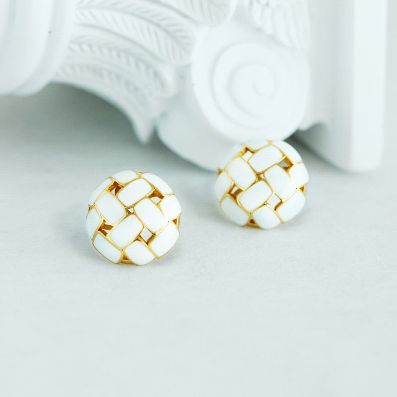 White Enamel Glaze Pierced Earring