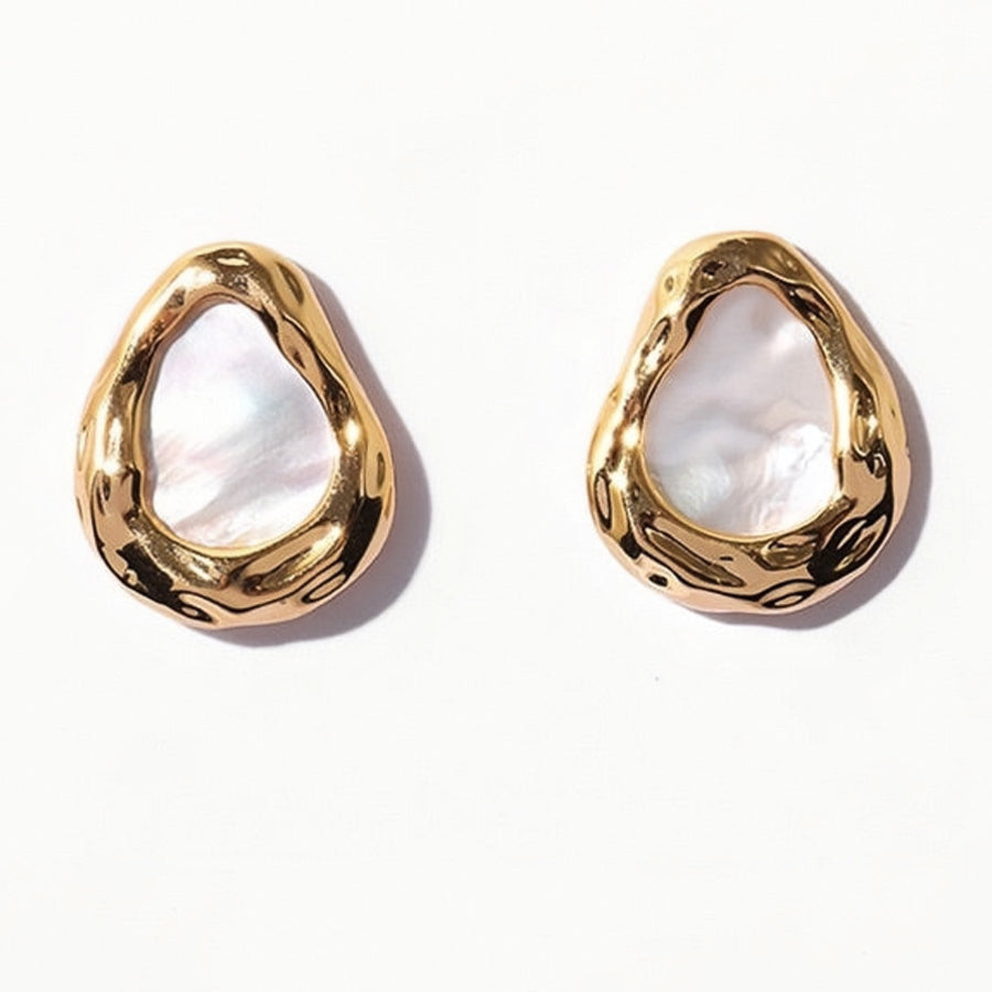 Gold Plated Brass Teardrop Mother of Pearl Earring