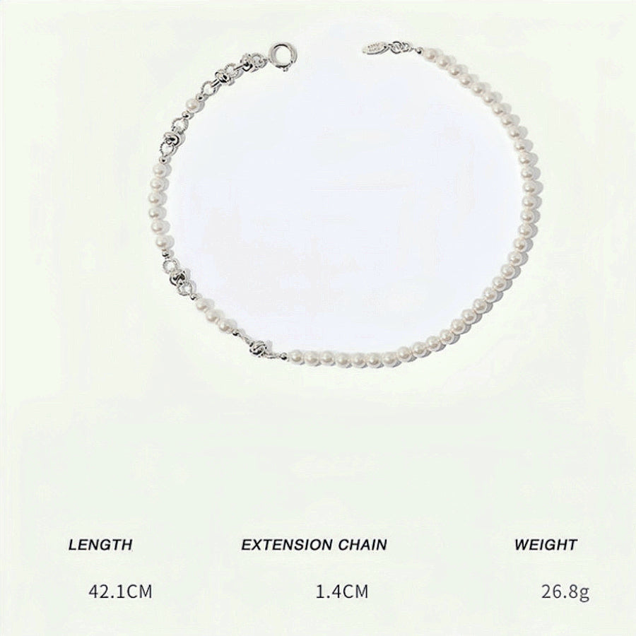 White Rhodium-plated Brass & Highlight Pearl Necklace