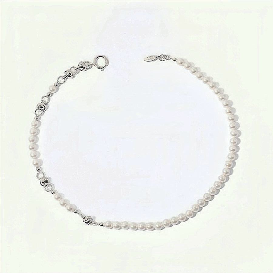 White Rhodium-plated Brass & Highlight Pearl Necklace