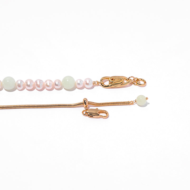 Natural Pearl & Luminous Stone Spliced Necklace