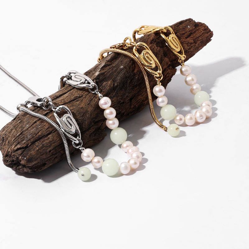 Natural Pearl & Luminous Stone Spliced Necklace