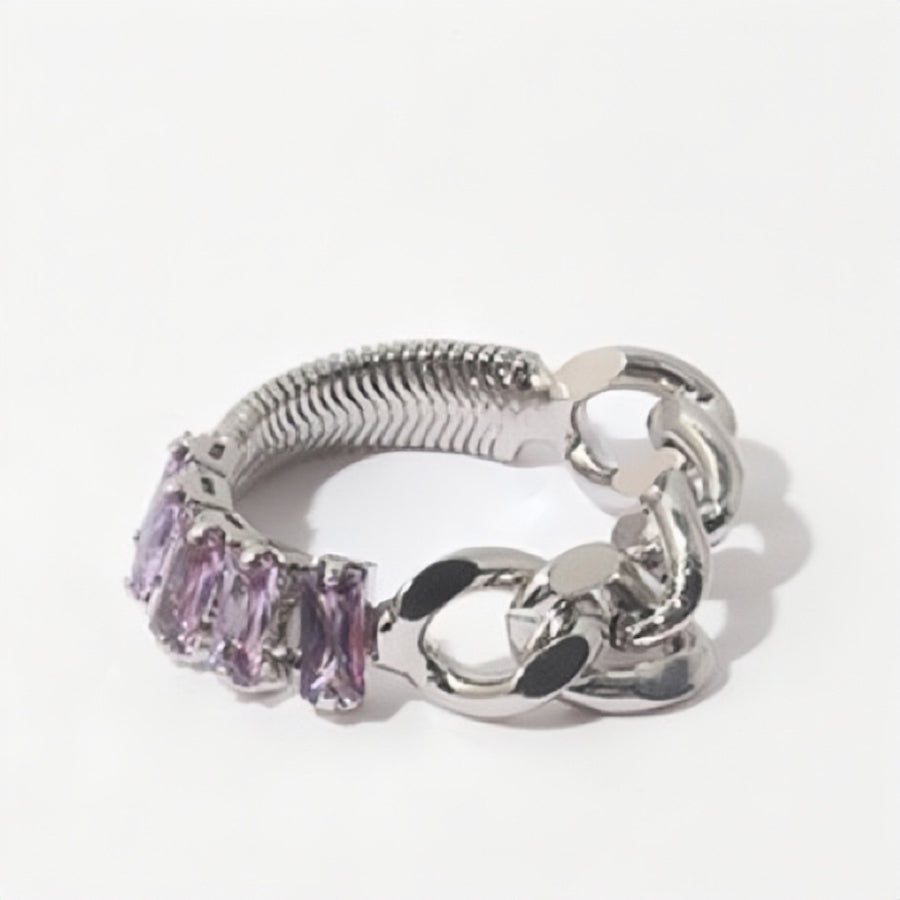 Vintage Purple Zircon Spliced Chain Ring for Women