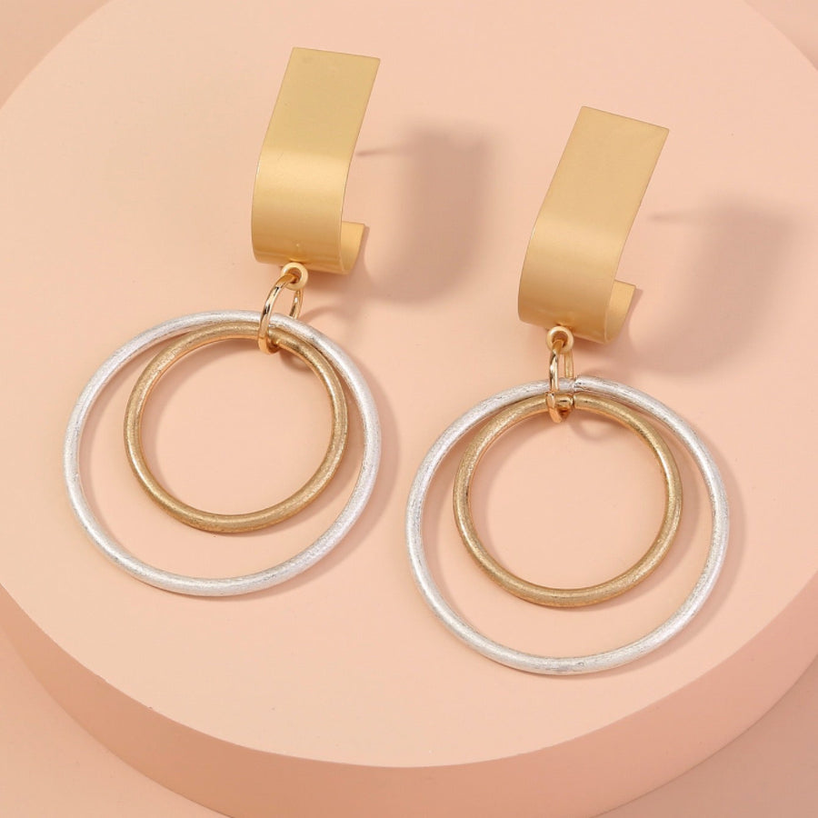 Double Layer Colors Gold Silver Hoop Drop Earrings