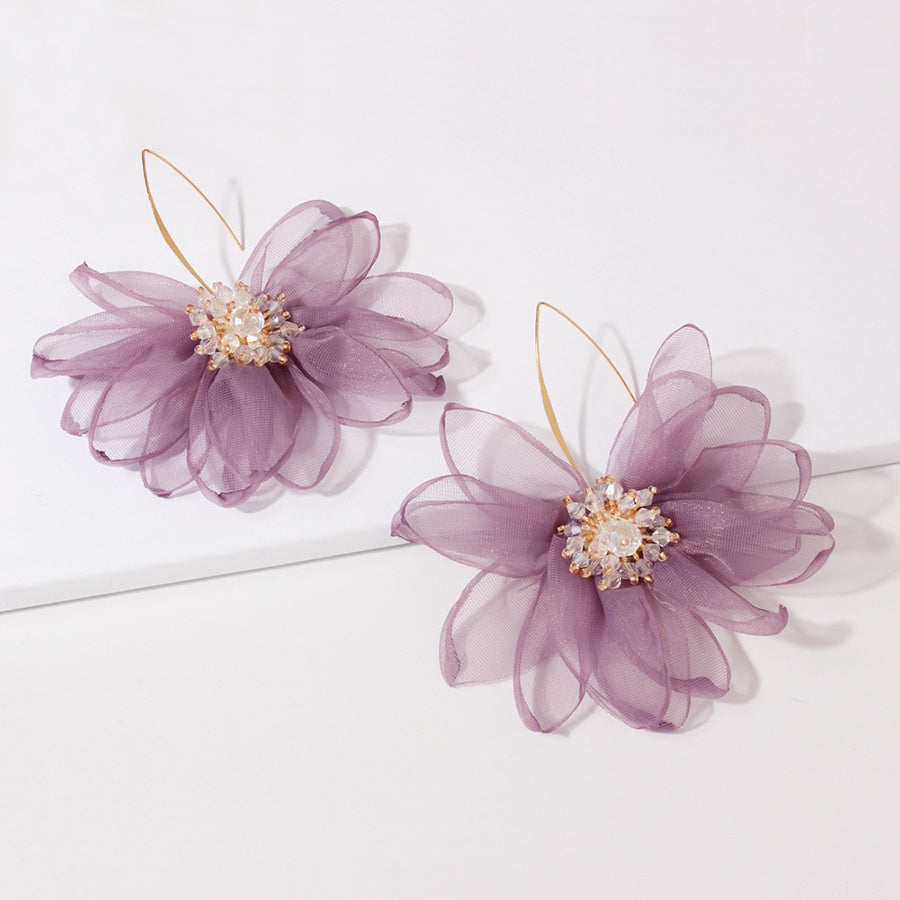 Large Organza Flower Petal Earrings