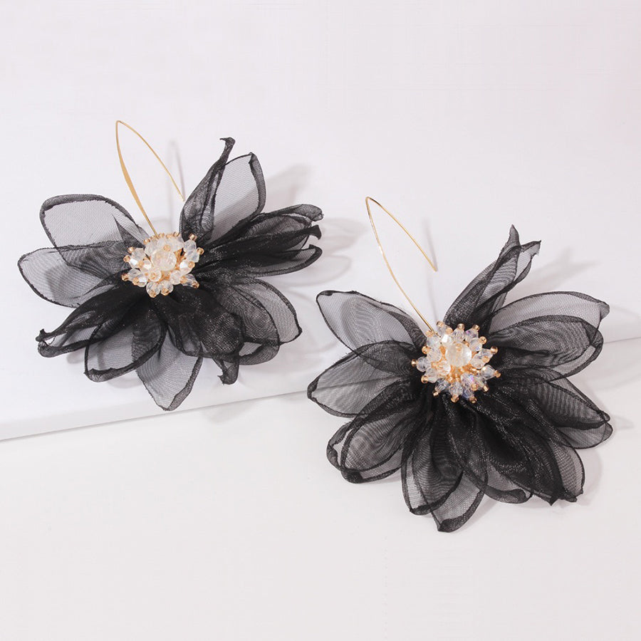 Large Organza Flower Petal Earrings