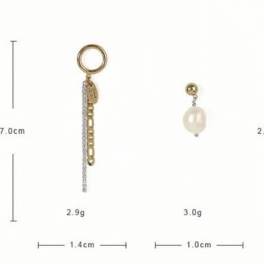 Gold Plated Natural Freshwater Pearl Asymmetrical Drop Earring