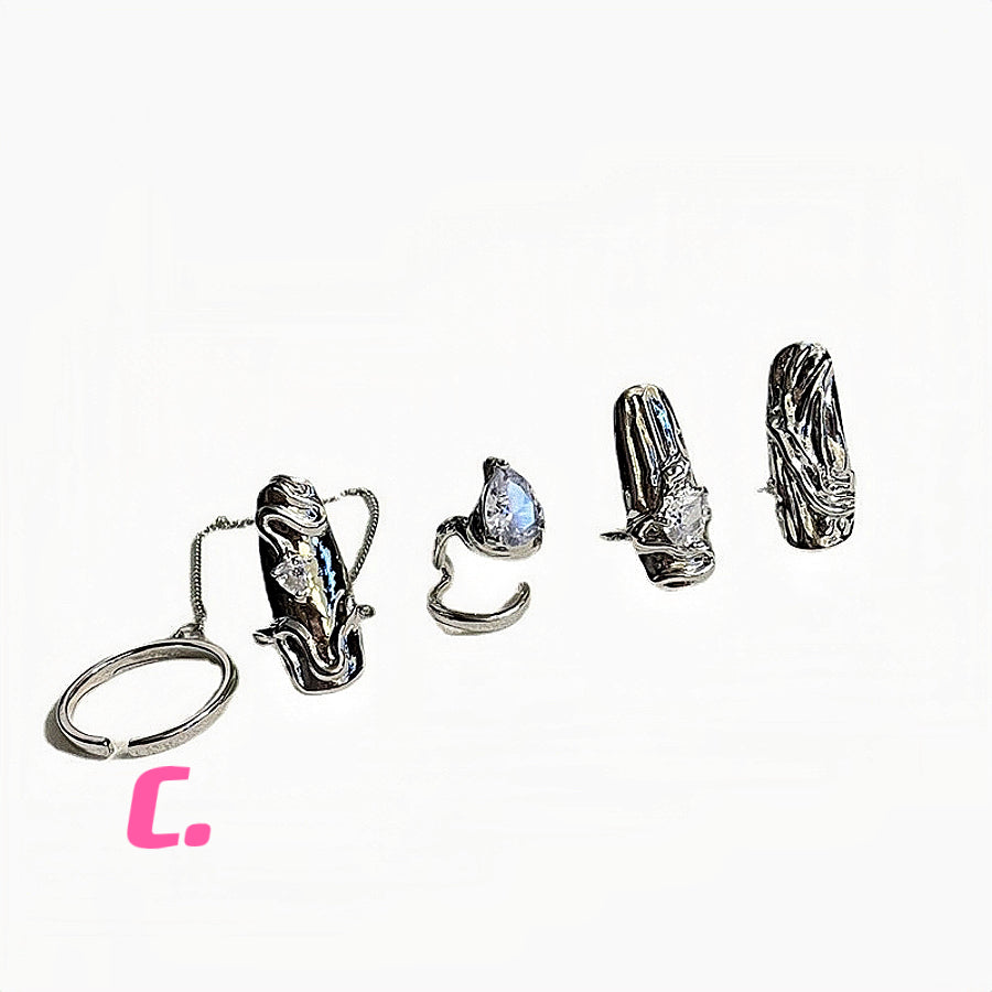 4pcs ｜Nail Ring Set｜ Fingertip Ring｜Chain Ring