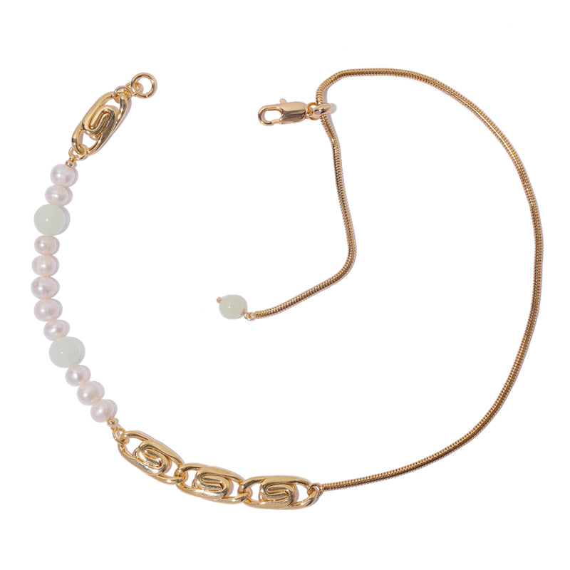 Natural Pearl & Luminous Stone Spliced Necklace