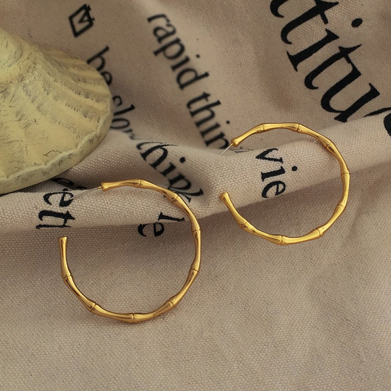 Real Gold Plated S925 Silver Needle Hoop Open-End Earring