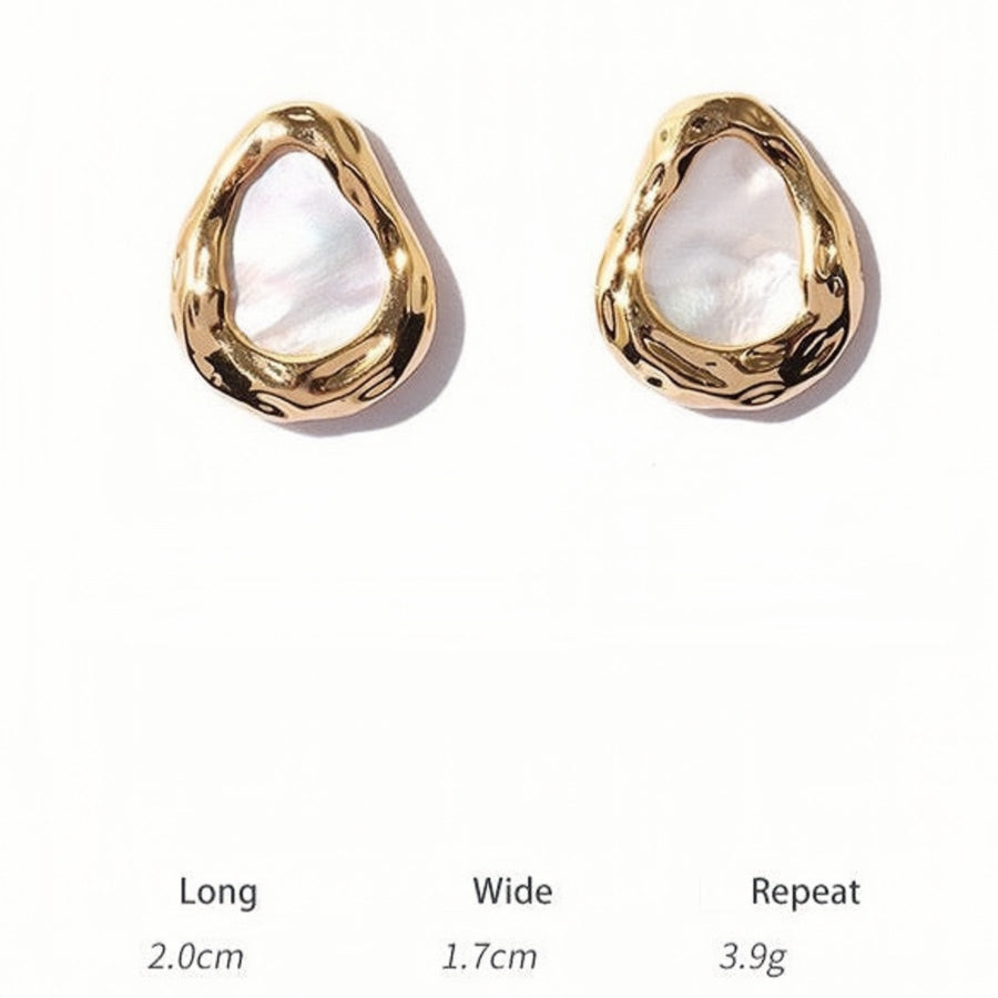 Gold Plated Brass Teardrop Mother of Pearl Earring