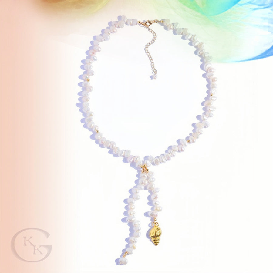 46cm Conch & Baroque Pearl Choker Chain Necklace