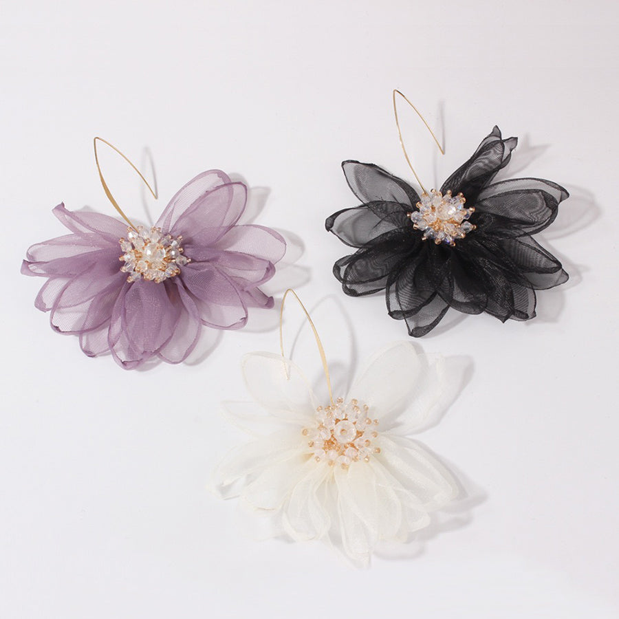 Large Organza Flower Petal Earrings