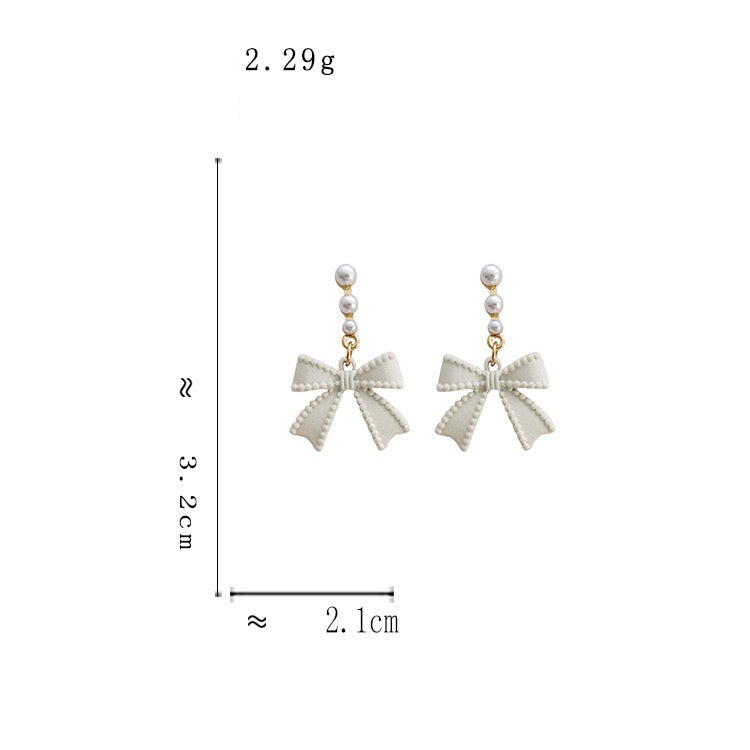 White Bow FAUX Pearl Earring