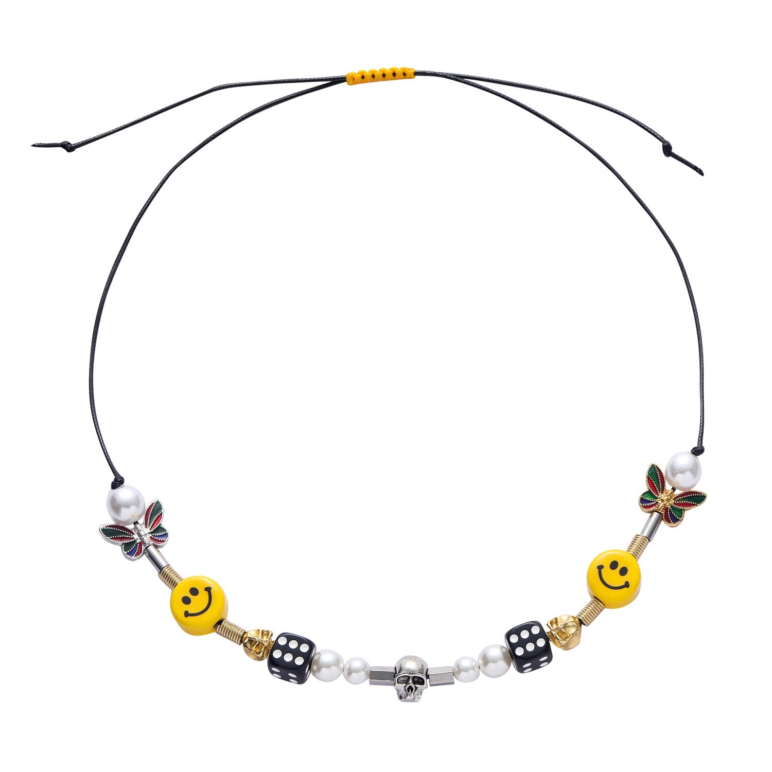 Skull Dice Butterfly Smile Face Stainless Steel Necklace