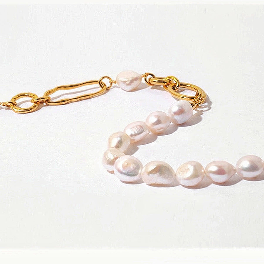 Gold-Plated Natural Baroque Pearl Choker Necklace