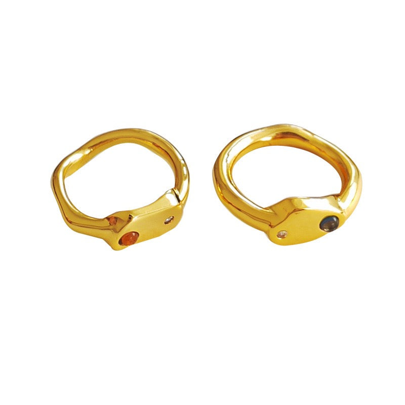 Vintage Copper Real Gold Plated Resin Irregular Geometry Ring for Index Finger