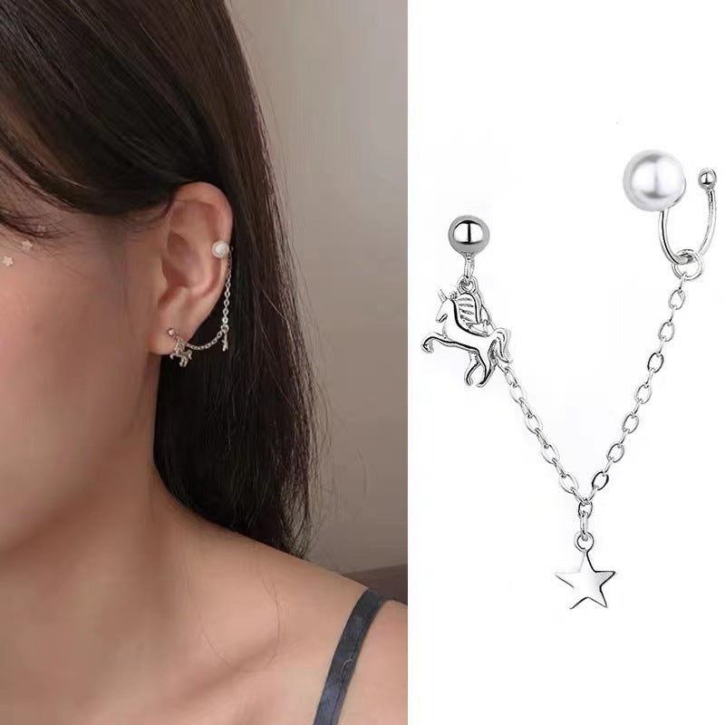 Metal Unicorn Star Ear Bone Clip | Pierced Earring