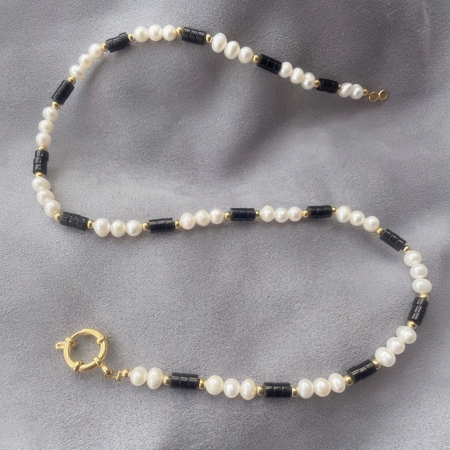 Natural Stone & Freshwater Pearl Necklace