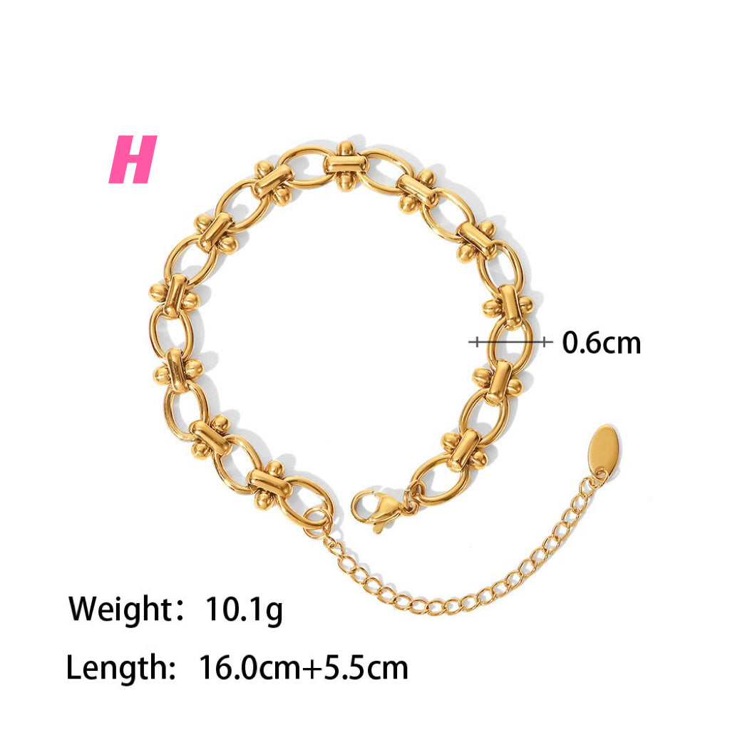 18K Gold Color Preserving Zircon Inlaid Open  Bracelet Set