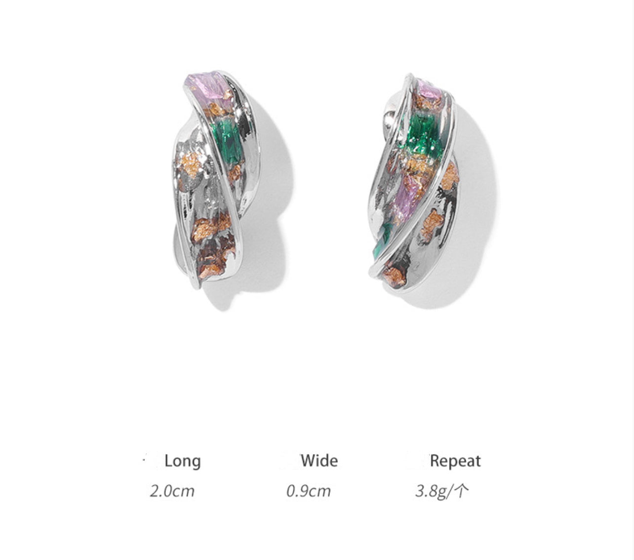 White Rhodium-plated Brass Bright Zircon Pierced Earring for Women