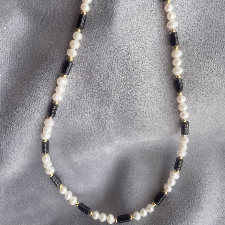 Natural Stone & Freshwater Pearl Necklace