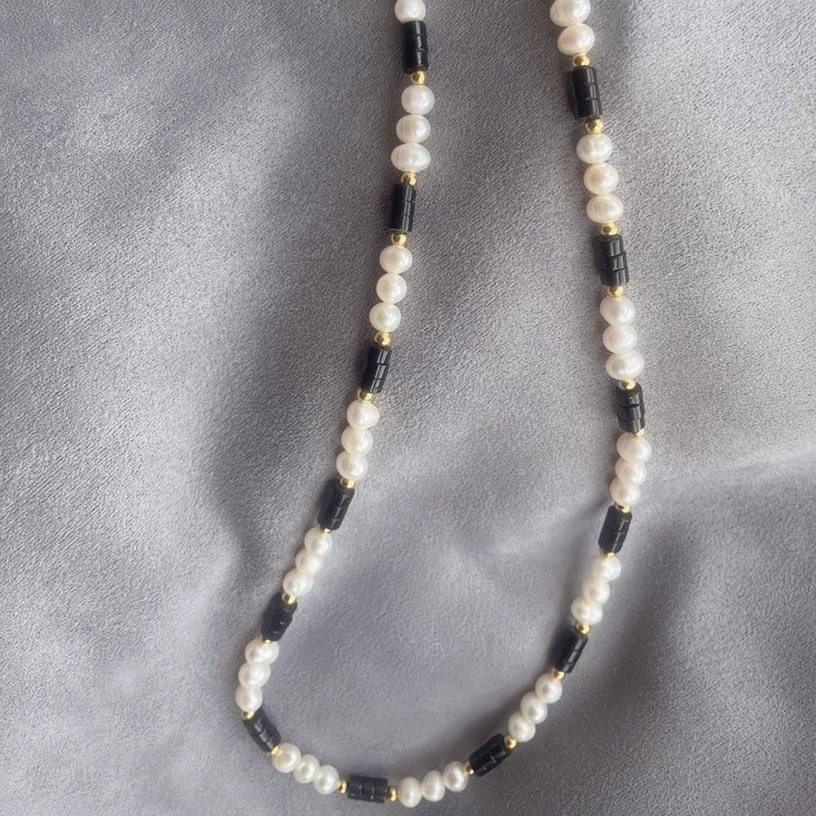 Natural Stone & Freshwater Pearl Necklace