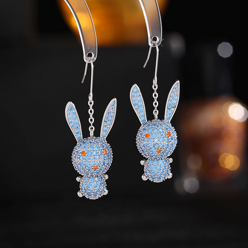 Cute Stereoscopic Zircon Inlaid Rabbit Earrings